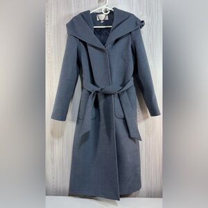 Paucinni By Kas Hooded Wrap Long Overcoat Wool Cashmere Blue Women’s Sz 8